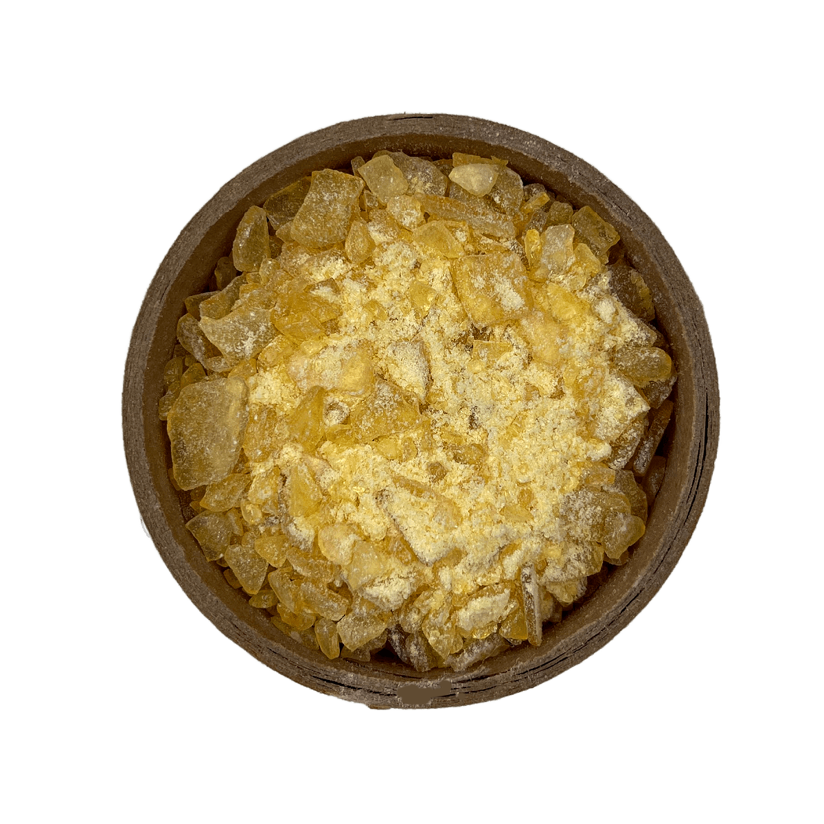 Pine Resin in a brown bowl set on a white background