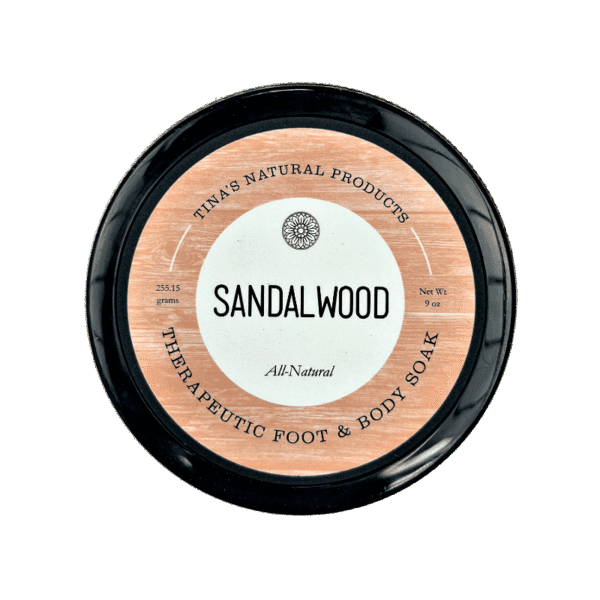 Sandalwood Salt Soak Therapy Jar set on a white background