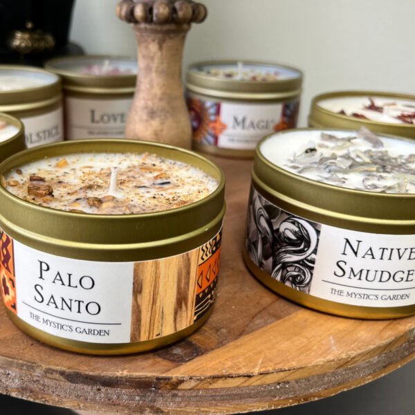 Home Trio of handcrafted soy intention candles including Palo Santo and Native Smudge
